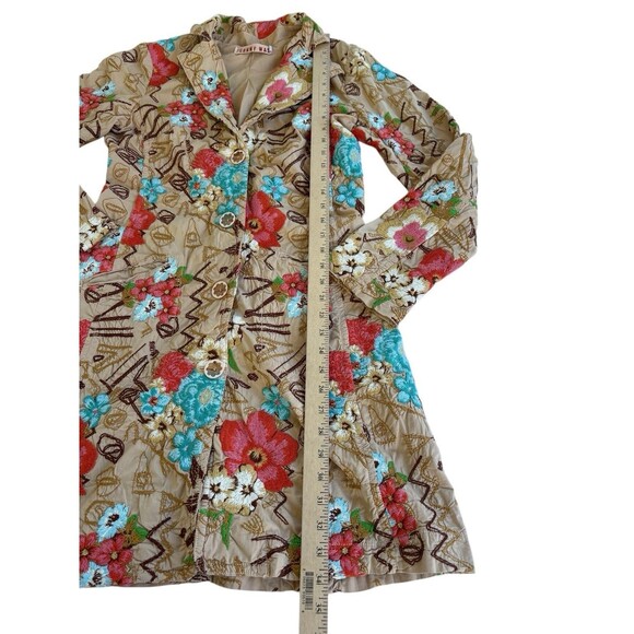 Johnny Was Floral Button-Front Embroidered Trench Coat Size Medium - Picture 8 of 11